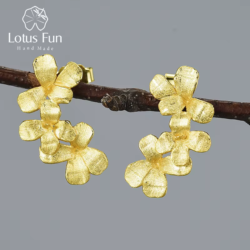 Boucles d'oreilles Lotus Fun Flower dans mon jardin, en argent Sterling 925 véritable, bijoux fins f