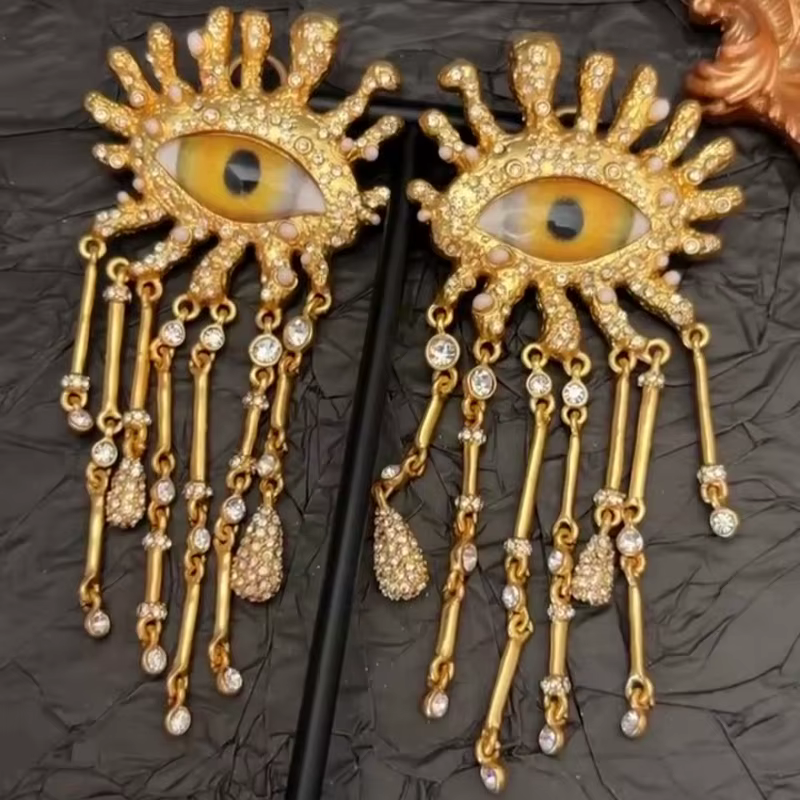 Nouvelles boucles d'oreilles de style médiéval, mode européenne et américaine, décorées d'émail et o