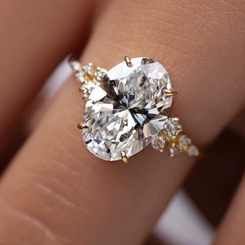 Bague Moissanite en argent regardé 925 pour femme, plaqué or 14 carats, coupe nar, matiques de fianç