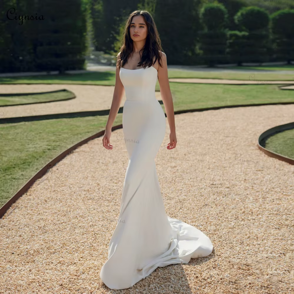 Robe de mariée élégante et simple Ciynsia 2026, bustier ivoire, style sirène, pour la plage, personn