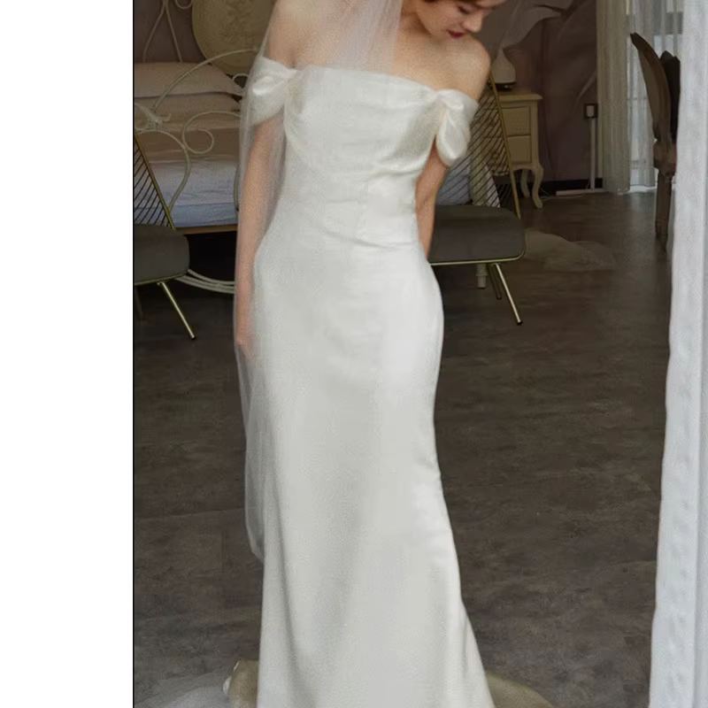 Robe de Mariée Simple et Élégante avec Petite Traîne, Tenue de Soirée Formelle, Vintage, Française, 