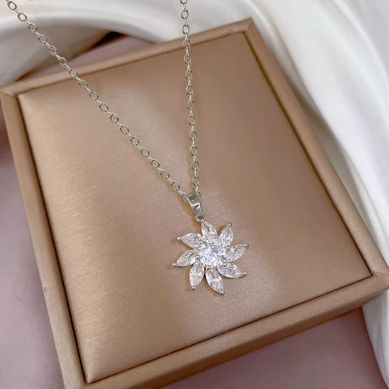 OXTAO – collier et boucles d'oreilles en forme de tournesol pour femmes et filles, collier avec pend