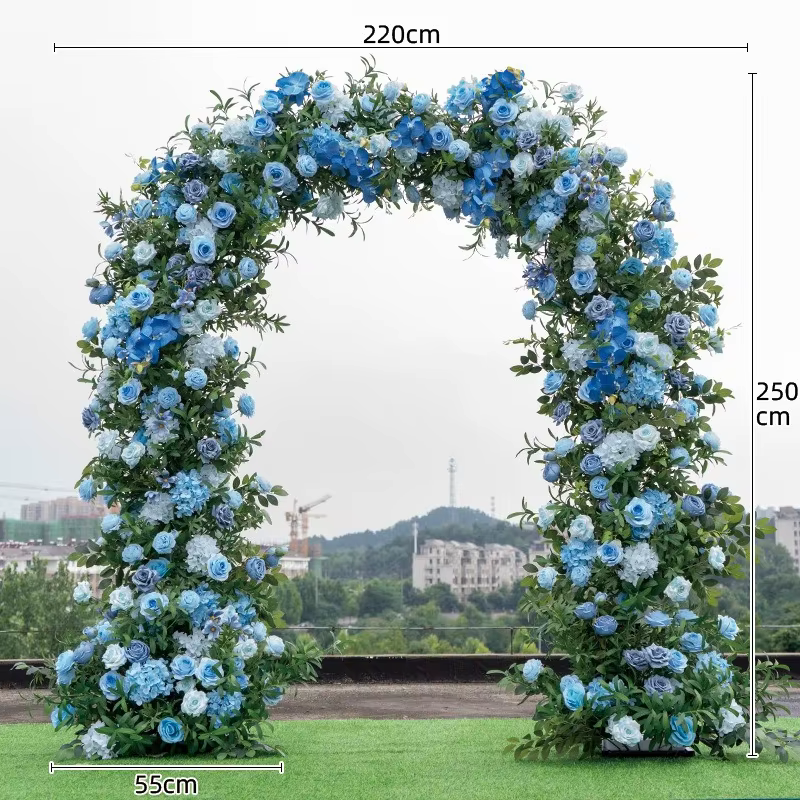 Décoration de mariage en plein air, orchidée papillon artificielle bleue, Arrangement d'arc d'activi