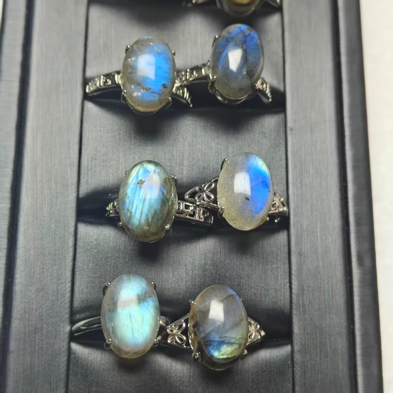 Labradorite naturelle, différents types de bagues, Design tendance et polyvalent, Simple et à la mod