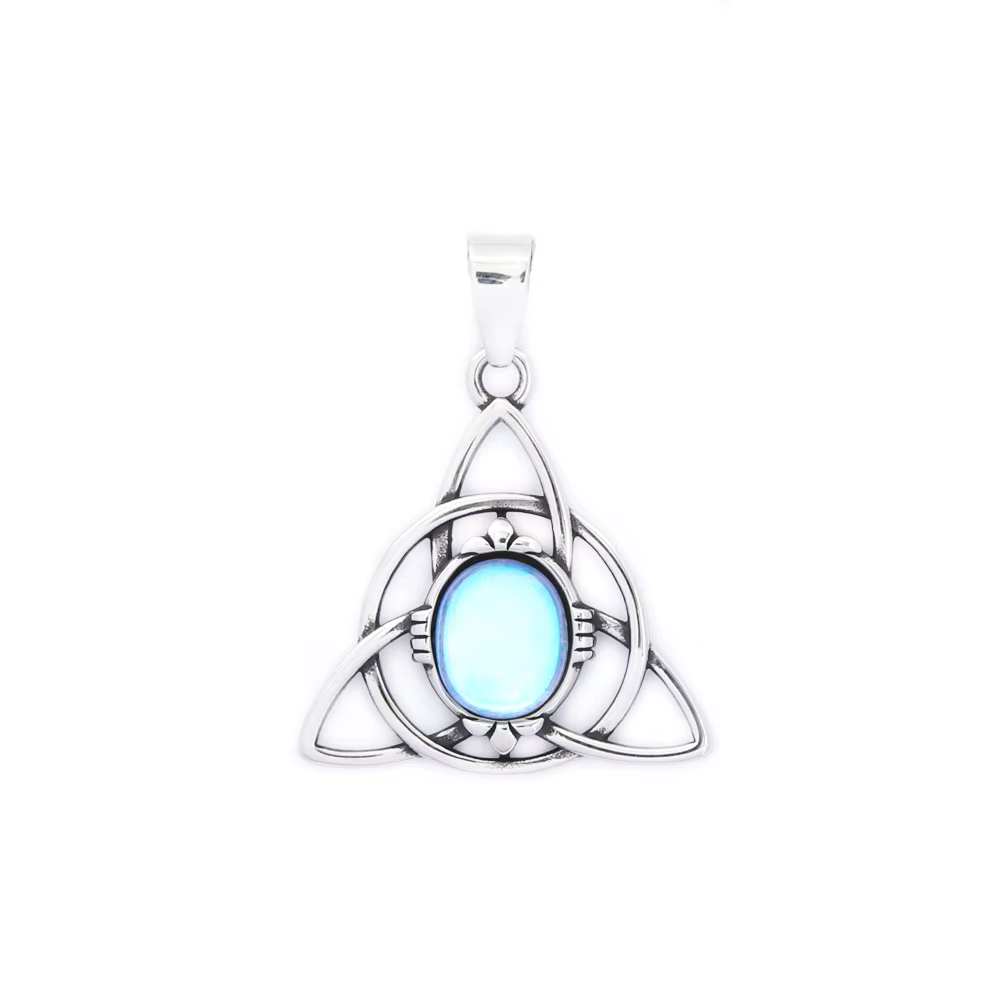 Colliers nordiques Vintage en acier inoxydable avec pendentif à nœuds trinité pour hommes et femmes,