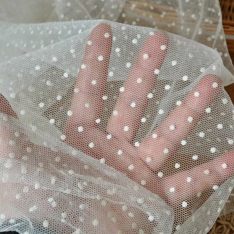 Tissu en tulle floqué à pois, tissu pour robe de mariée, matériau de décoration de mariage, jupe en 