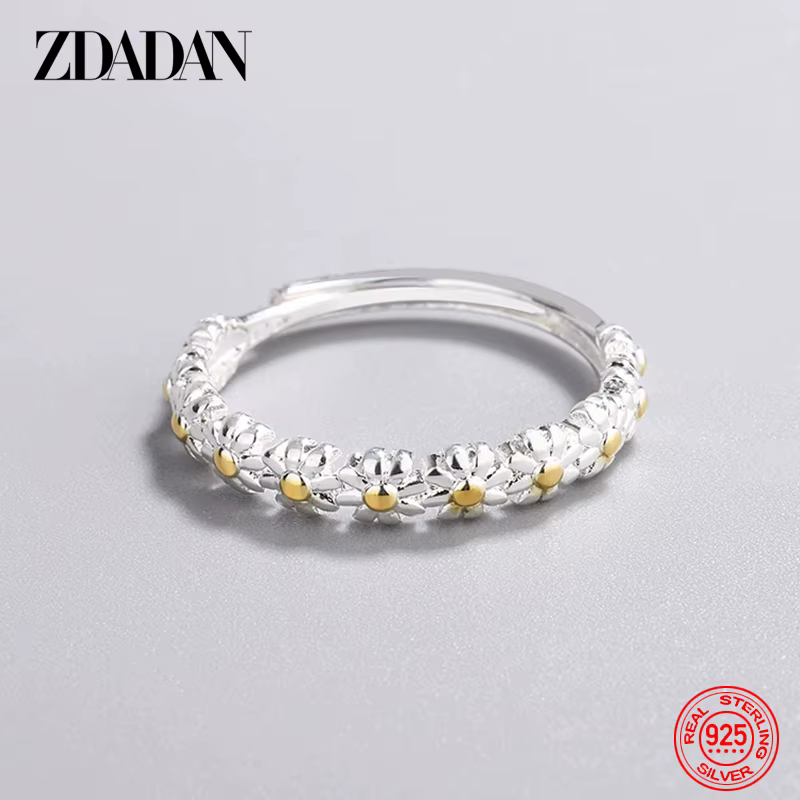 ZDADAN-Bague Ajustable en Argent Sterling 925 pour Femme et Fille, Bijoux à la Mode