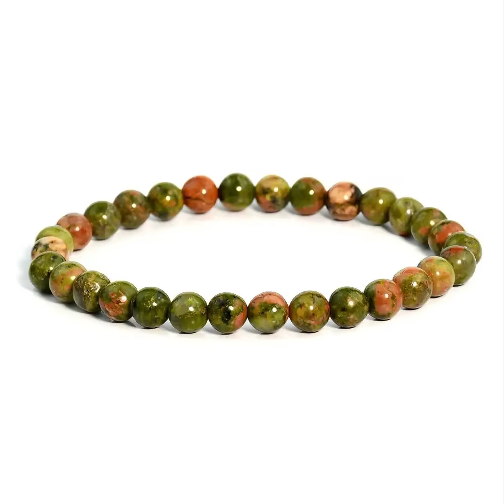 Bracelets en perles de pierre Unakite naturelle pour femmes, 6/8/10mm, couleurs de printemps, empila