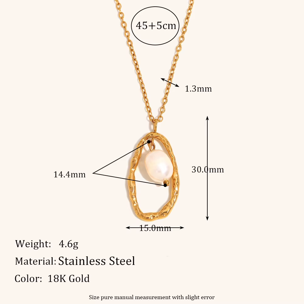 La. Muses – pendentif cadre de perles d'eau douce, collier en acier inoxydable pour femmes, mode rom