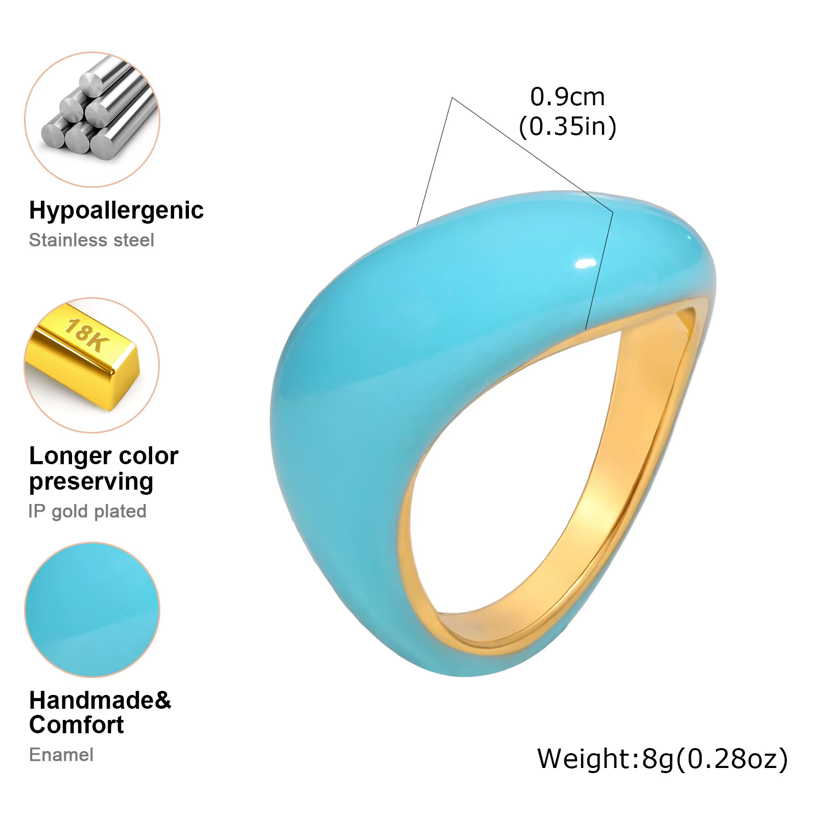 Bagues empilables torsadées ouvertes pour femmes, bague statement audacieuse géométrique bleue en ém