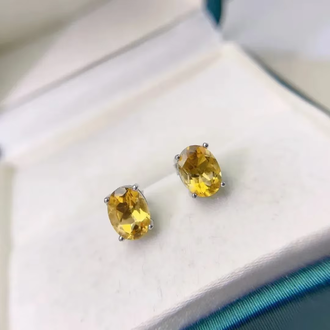 Boucles d'oreilles en argent Sterling 925 Citrine jaune naturelle pour femmes, personnalité, mode lu