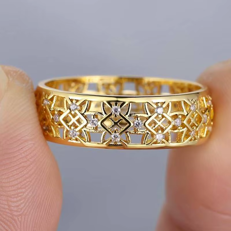 Huitan – bague de luxe pour femmes, design ajouré, pour fête de mariage, accessoires polyvalents à l