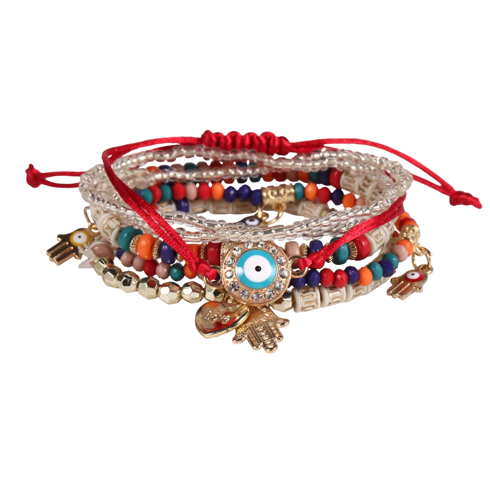 Ensemble de bracelets en perles mauvais œil pour femmes, breloque à main, chaîne perlée, bijoux de f