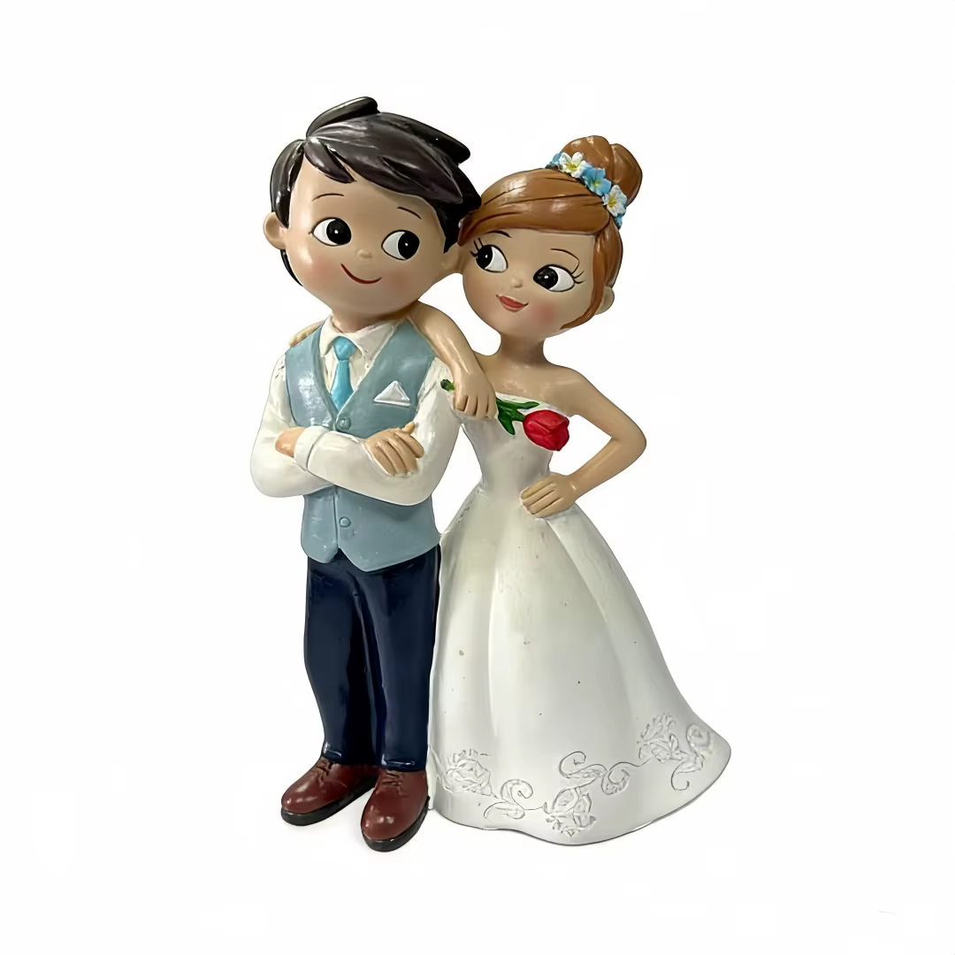 Figurine de couple de mariage romantique en résine, statue de la mariée et du marié, décoration de g