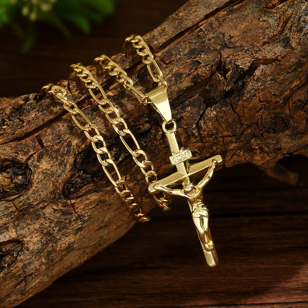 Collier croix de jésus en acier inoxydable, pendentif Crucifix catholicisme, couleur or, bijoux de f