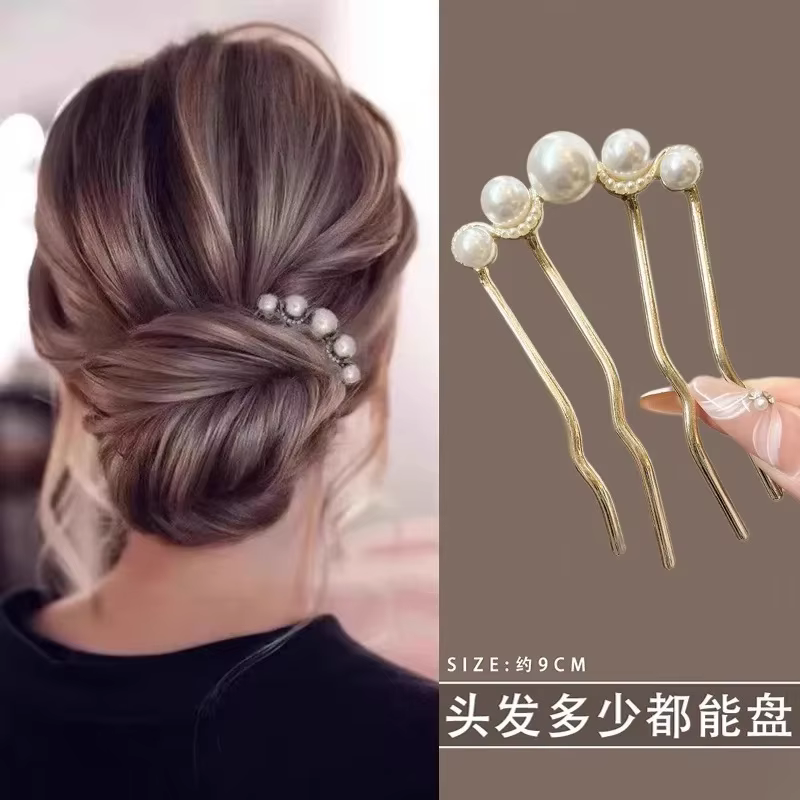 Carte de cheveux en perles douces pour femmes, breloque disque à quatre dents, épingle à cheveux fix