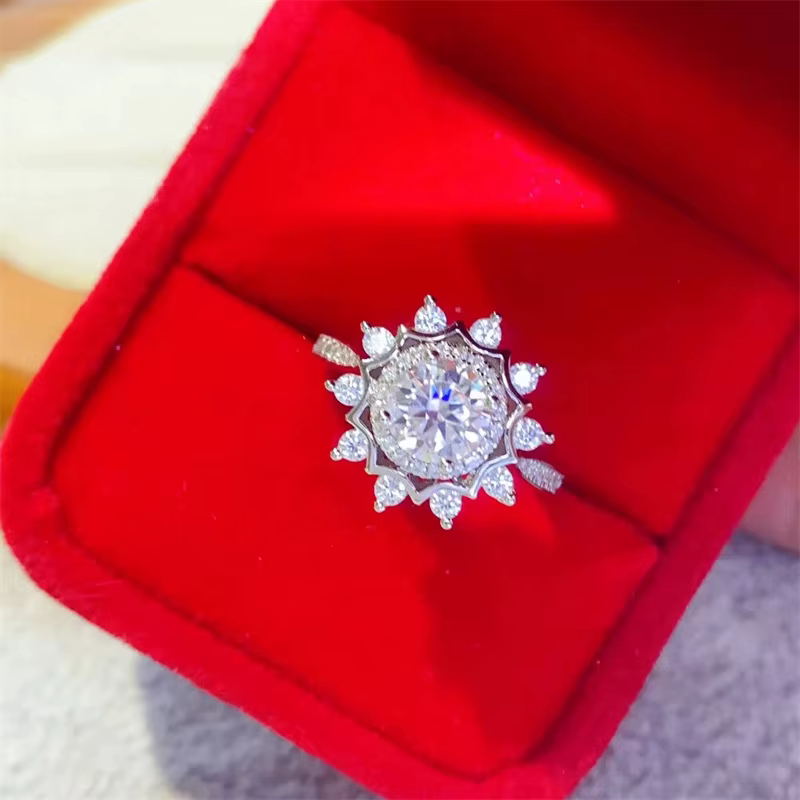Bague classique en diamant Moissanite pour femmes, 1ct, couleur D, en argent Sterling 925, pour fête