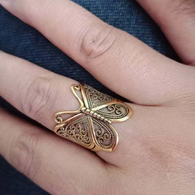 Bague papillon tibétaine rétro en argent pour femmes, mode Boho ethnique turc Vintage, anneaux de ma