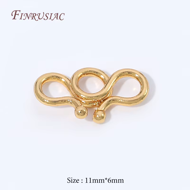 Fermoir à crochet infini plaqué or 18 carats, attache en laiton en forme de S pour la fabrication de