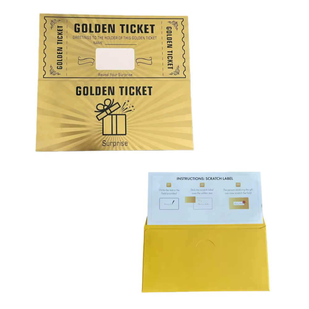 3 styles de billets dorés, carte à gratter avec enveloppe, cadeau Surprise, cartes de révélation com