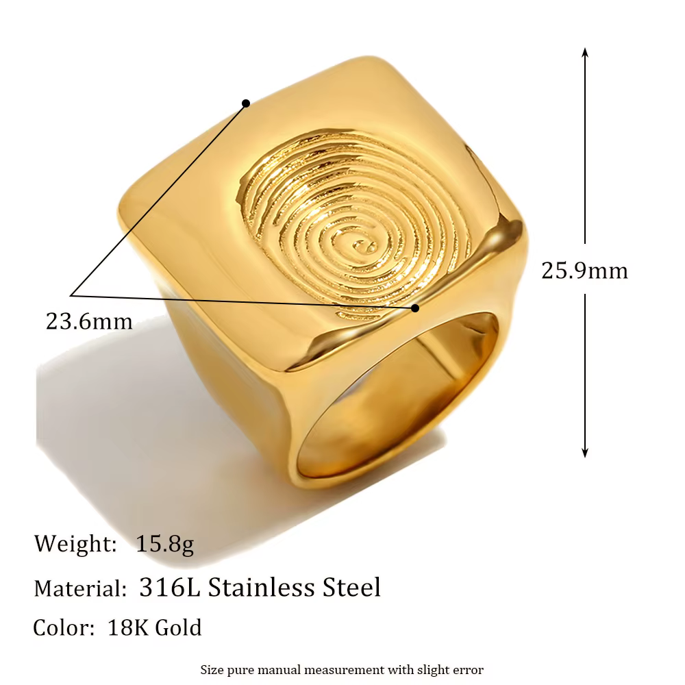 E.B.belle – bague créative en acier inoxydable, large, épaisse et lisse, plaquée or 18 carats, acces