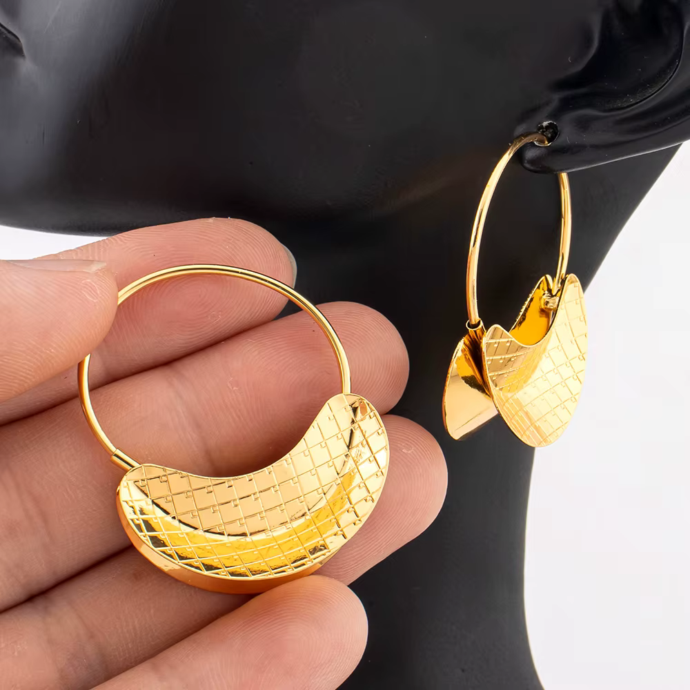 Boucles d'oreilles femme en acier inoxydable, bijoux uniques dorés, 32mm et 50mm, toutes tailles, po