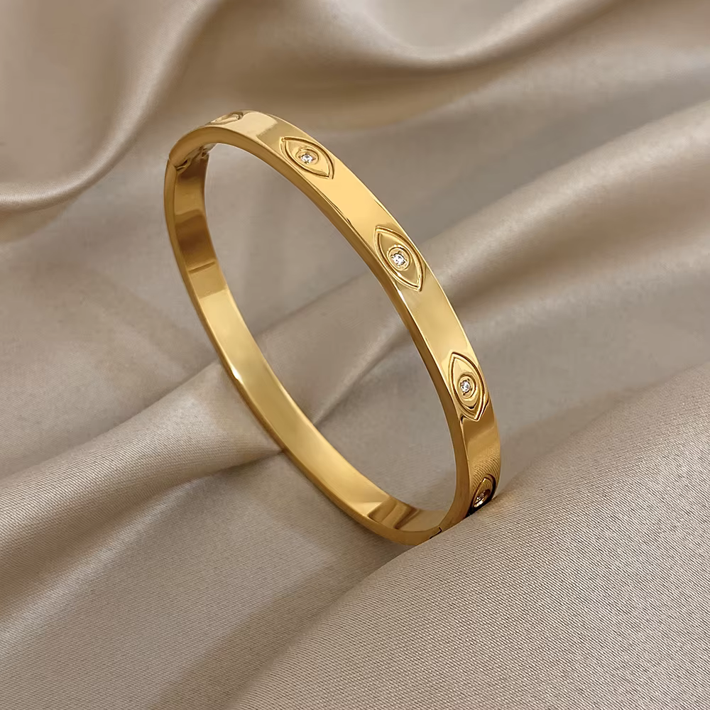 Bracelet manchette sculpté en acier inoxydable 316L incrusté de strass pour femmes et hommes, breloq