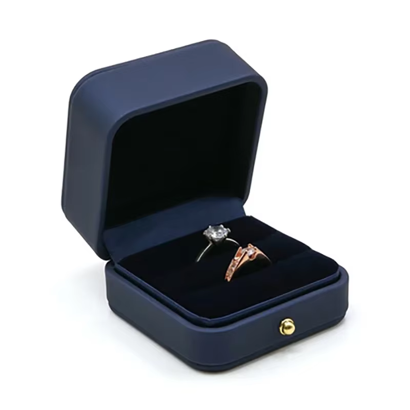 Boîte à bagues de saint-valentin, boîtes à bagues à Double fente en cuir et velours, porte-bijoux Po