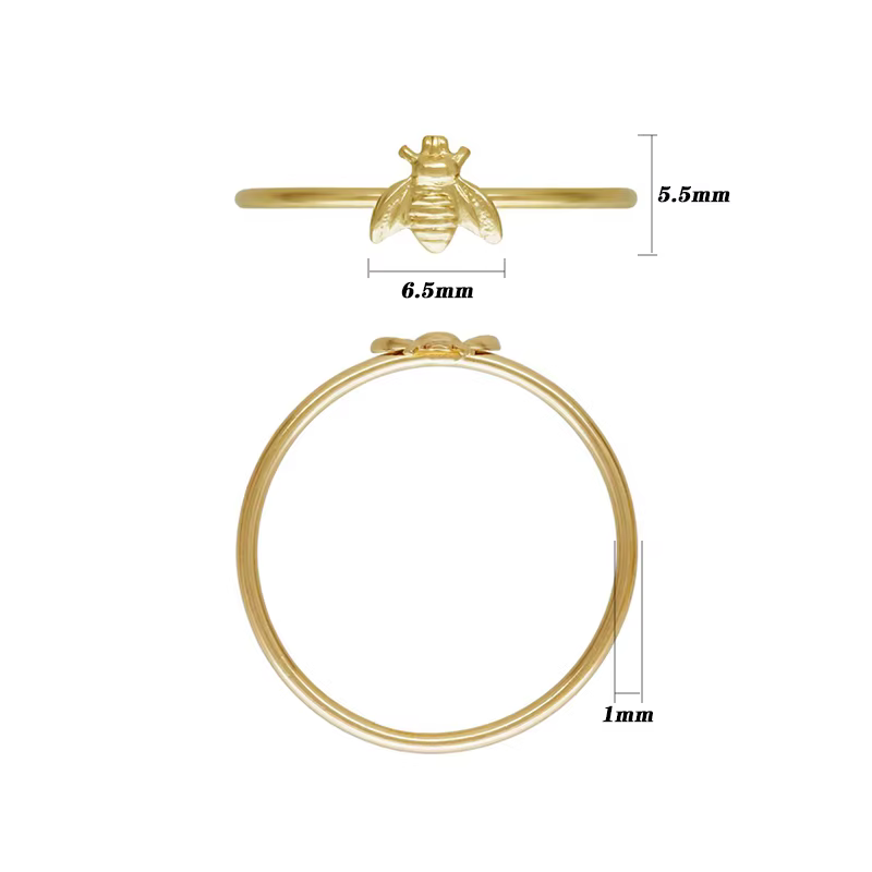 Bague empilable d'abeille remplie d'or 14K, bijoux Boho en or, bague d'articulation minimaliste, acc