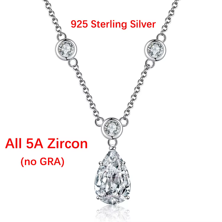 BXINY 4CT poire coupe Moissanite pendentif collier S925 argent goutte d'eau laboratoire diamant bull