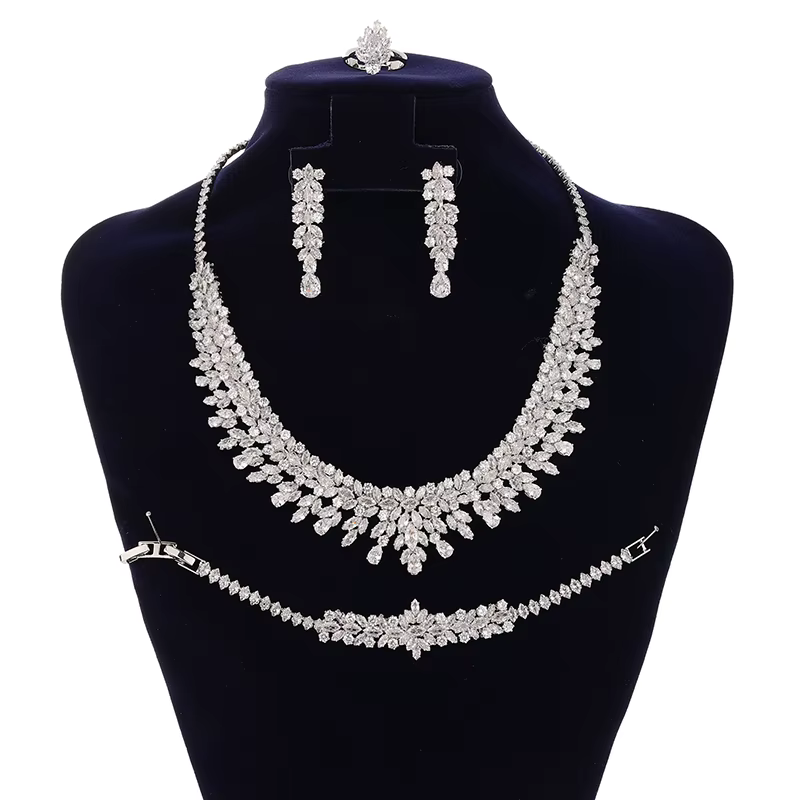 Ensembles de bijoux HADIYANA mariée zircone pour les femmes fête luxe collier Bracelet boucle d'orei