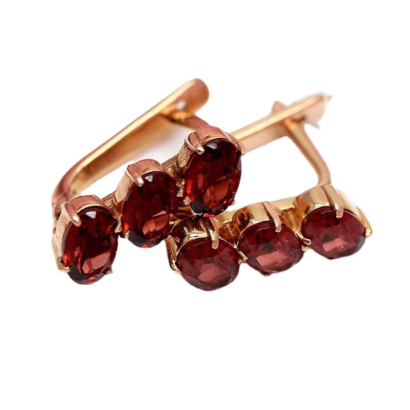 Boucles d'oreilles en or Rose pour femmes, plaqué or violet 14K, incrusté, une rangée de pierres pré
