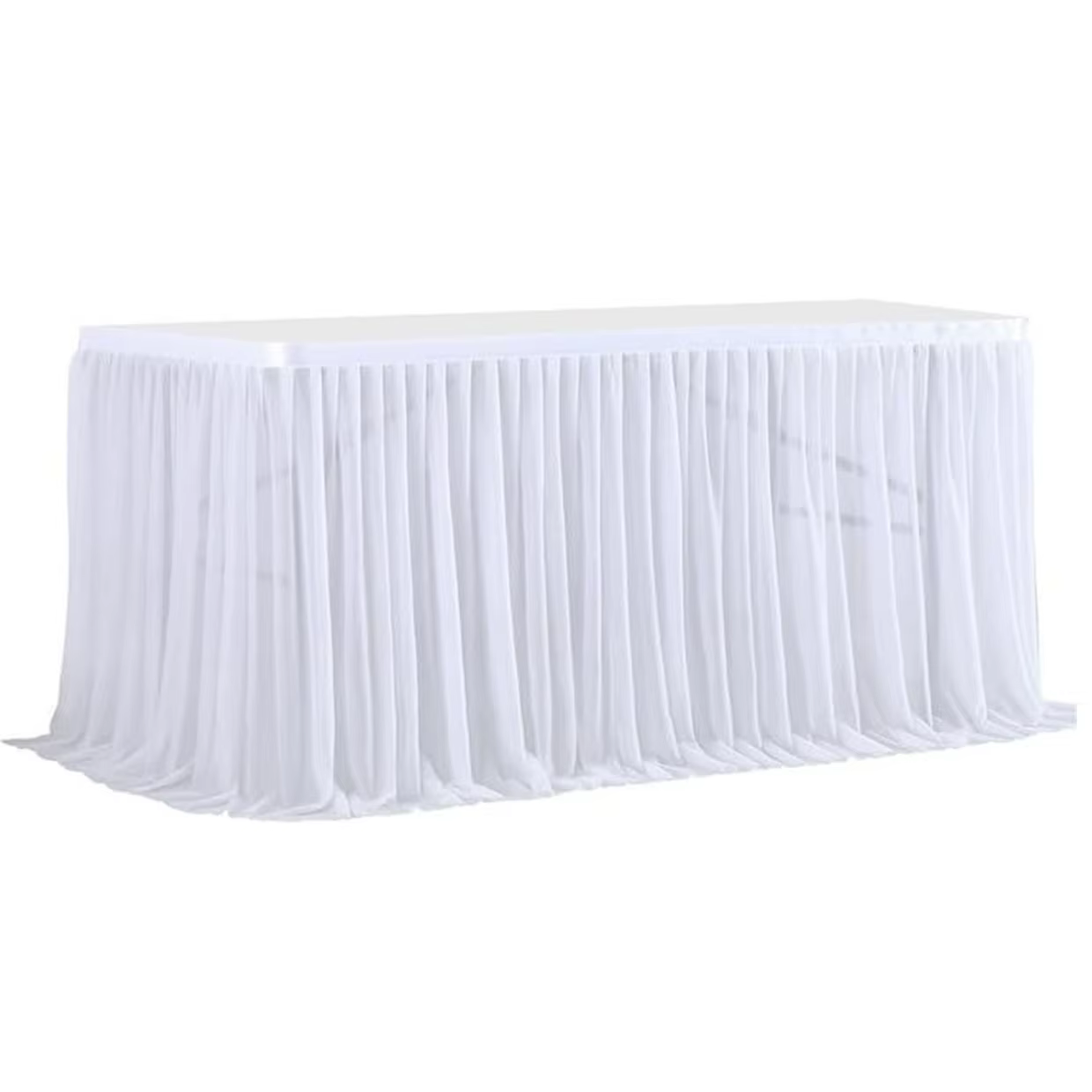 Nappe rectangulaire de couleur unie, jupe de Table moelleuse, volants en mousseline de soie, adaptée