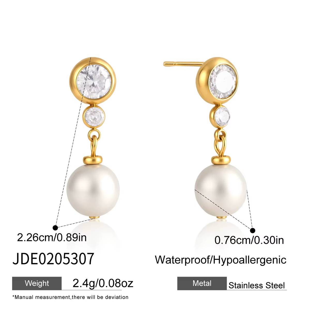 Collier et boucles d'oreilles élégants Zora avec pendentif en zircon et perle pour femme, en acier i