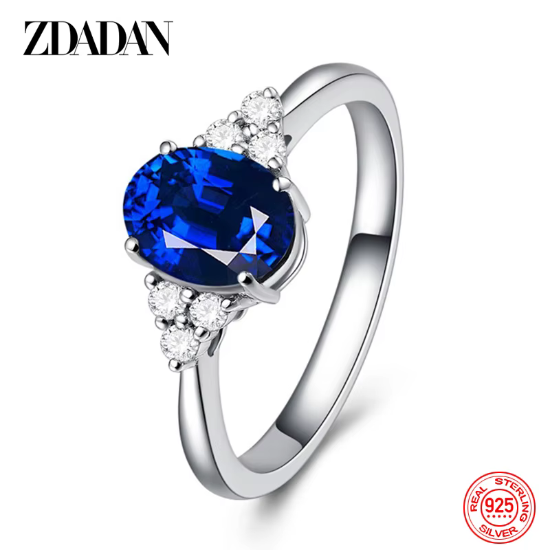 ZDADAN – bague ronde en argent 925 saphir pour femmes, bijoux de mariage à la mode
