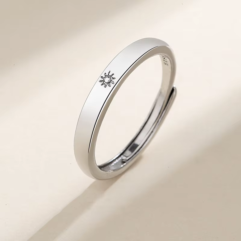 JWER Bagues de couple Lune et Étoile, Bijoux de mode pour Mariage, Mariée et Marié, Bagues Soleil et