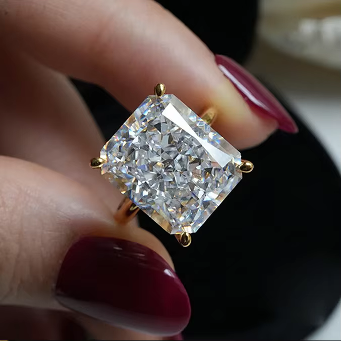 Bagues en argent Sterling S925, 12x14MM, 12ct, diamant à haute teneur en carbone, pierres précieuses