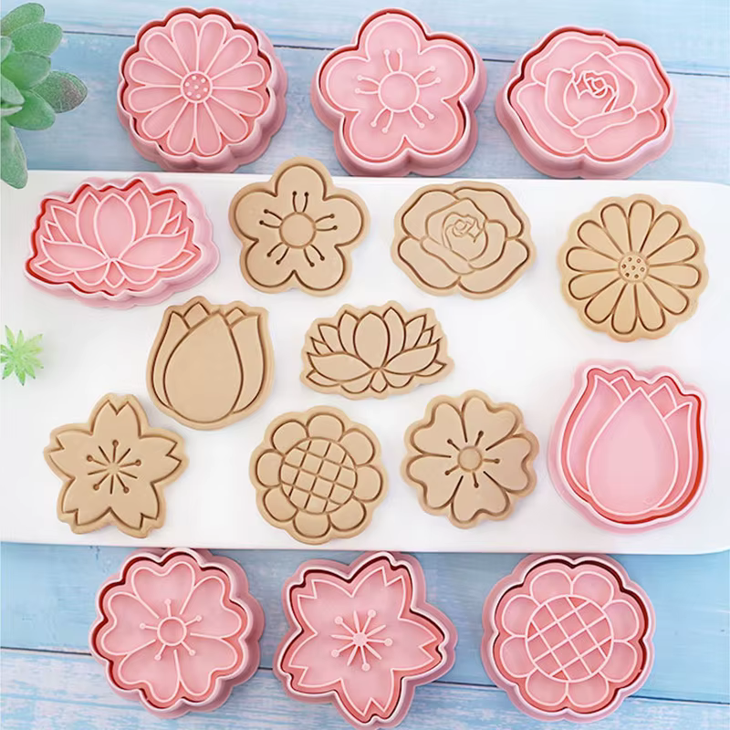 8 pièces/ensemble emporte-pièces en forme de fleur florale Rose Lotus fleur de cerisier prune tourne