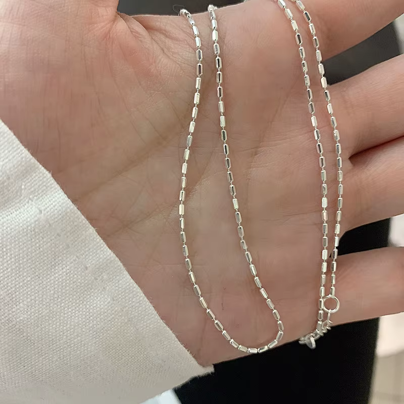 Collier en argent Sterling 925 avec perles géométriques simples, ras du cou, chaîne de clavicule bri