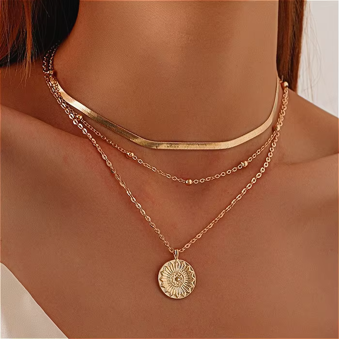 Collier en argent regardé 925 pour femme, pendentif rond à trois couches, colliers de la présidence,