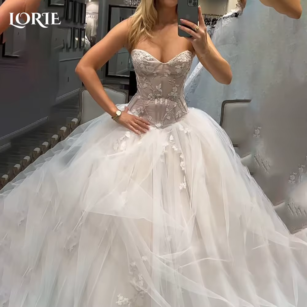 LORIE dentelle robes de mariée 3D fleurs chérie robe de mariée a-ligne Applique princesse robe de ma