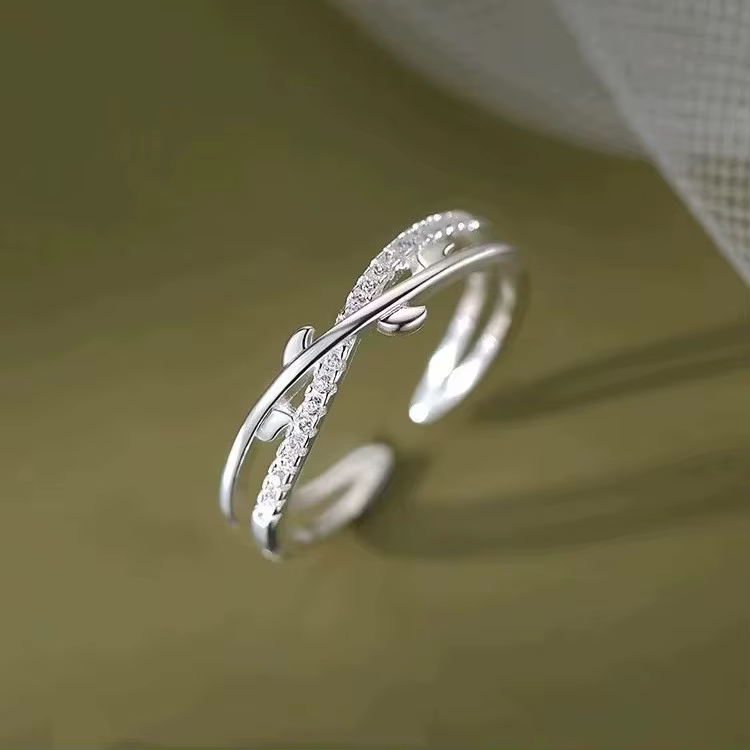 Bague carrée pour femme en argent 925 pur, design de niche, simple, élégante, polyvalente, bague ouv
