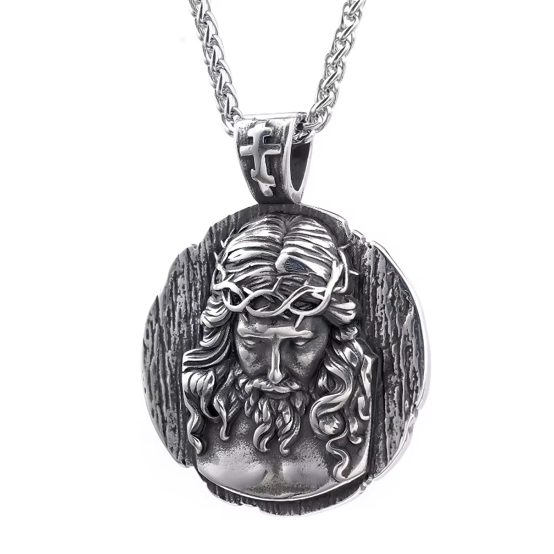 Collier pendentif Vintage Saint benoît, chaîne de perles en acier inoxydable, bijoux cadeau de fête