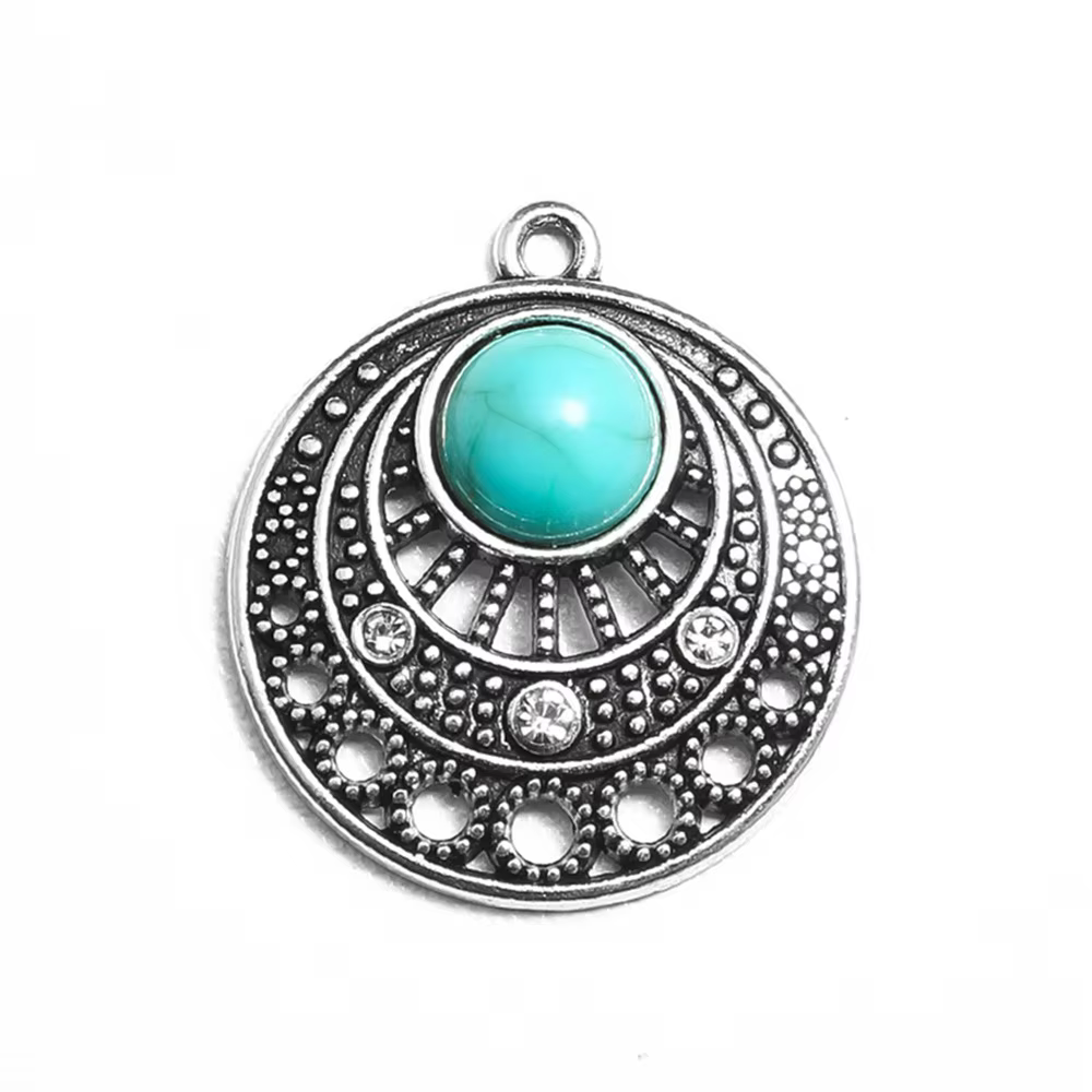 Pendentifs breloques vintage bohèmes ethniques en alliage doré antique avec pierres pour la fabricat