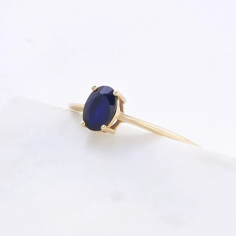 Bague en saphir plaqué or 1 carat pour femme, mode simple, sensation haut de gamme, pierre précieuse