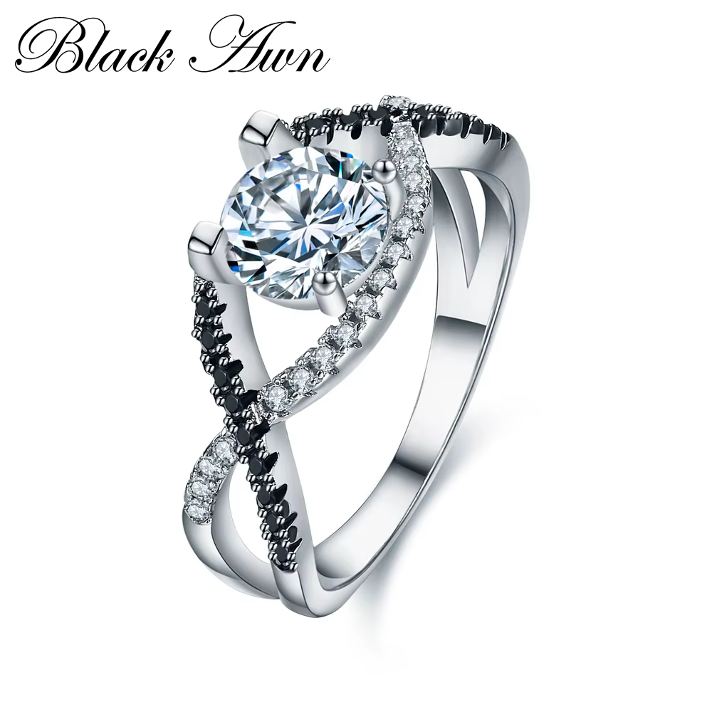 Noir Awn 2025 nouvelle mode anneaux pour femmes classique couleur argent ovale Bague de mariage Bijo