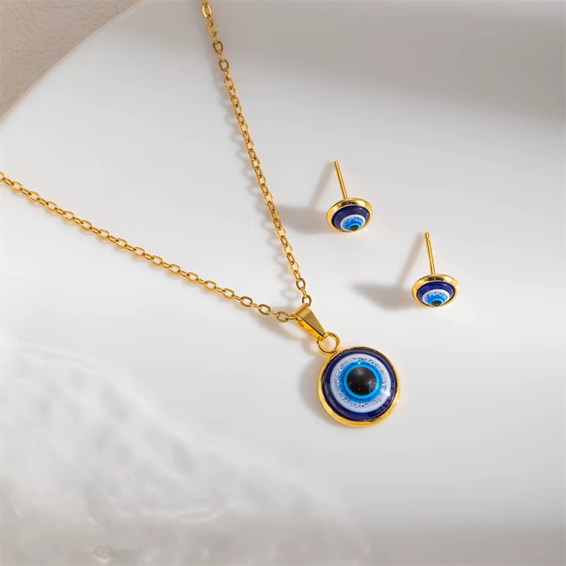 Parure de bijoux classique en acier inoxydable pour femme, micro-zircon, collier et boucles d'oreill