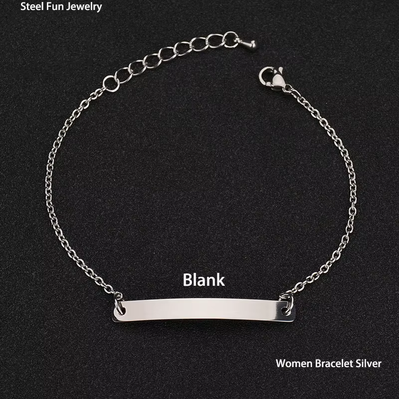 Bracelet incurvé en acier inoxydable personnalisé pour hommes et femmes, amusant, gravé au laser, lo