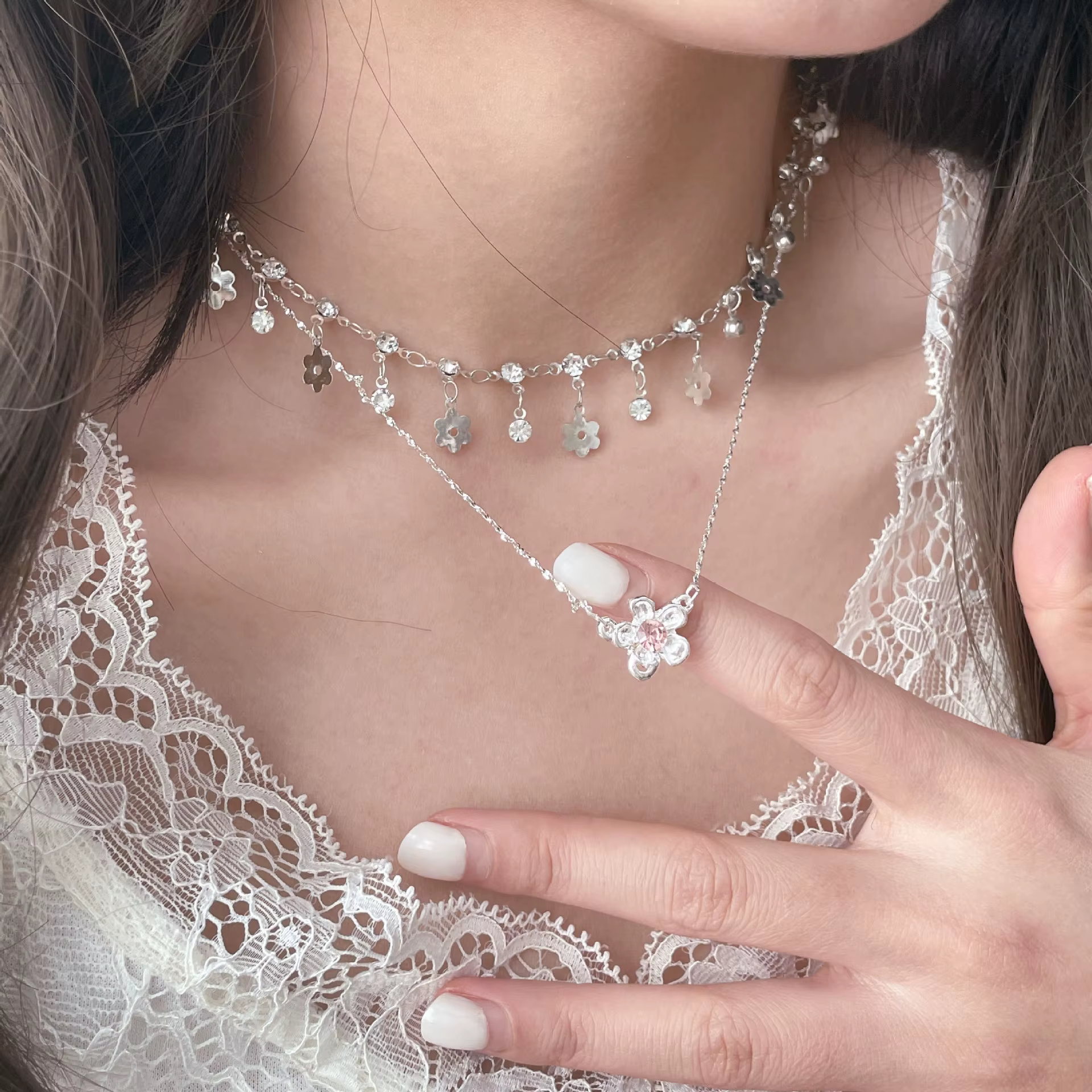 Collier à pampilles en cristal et Zircon pour femmes et filles, accessoires de chaîne de clavicule, 