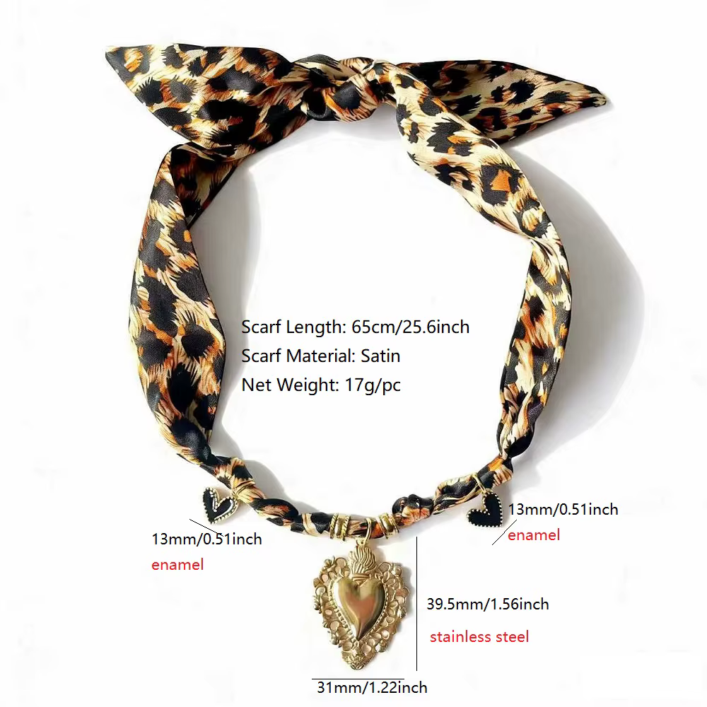 Collier écharpe à la mode pour femmes, avec grand pendentif en forme de cœur en acier inoxydable, bi